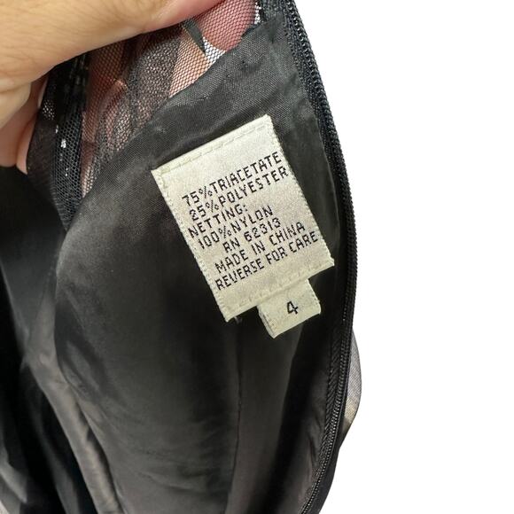 BLACK TIE Womens 4 Black Vintage Beaded Short Sleeve Cocktail Dress OLEG CASSINI - Picture 11 of 11